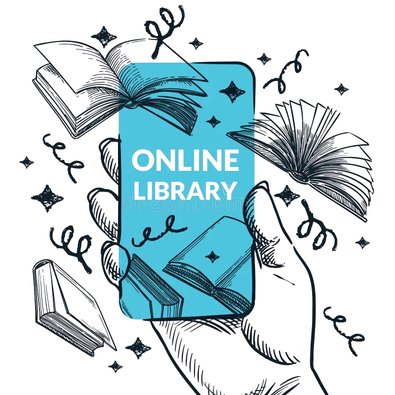 online library ebook app concept hand smartphone books vector illustration e learning education design surrounded 390581387 edited
